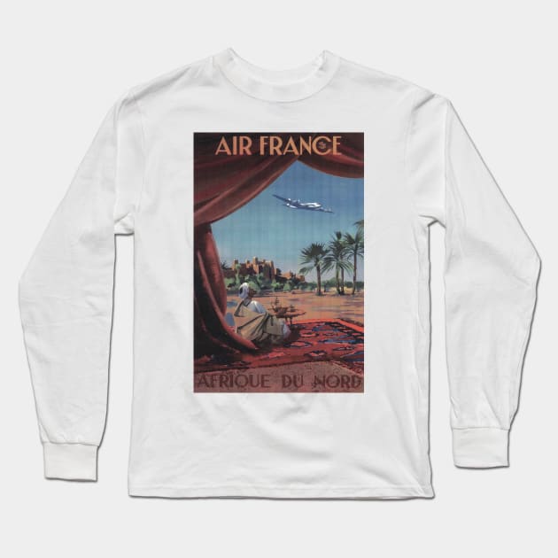 Air France Travel Poster for North Africa Long Sleeve T-Shirt by rogerstrawberry